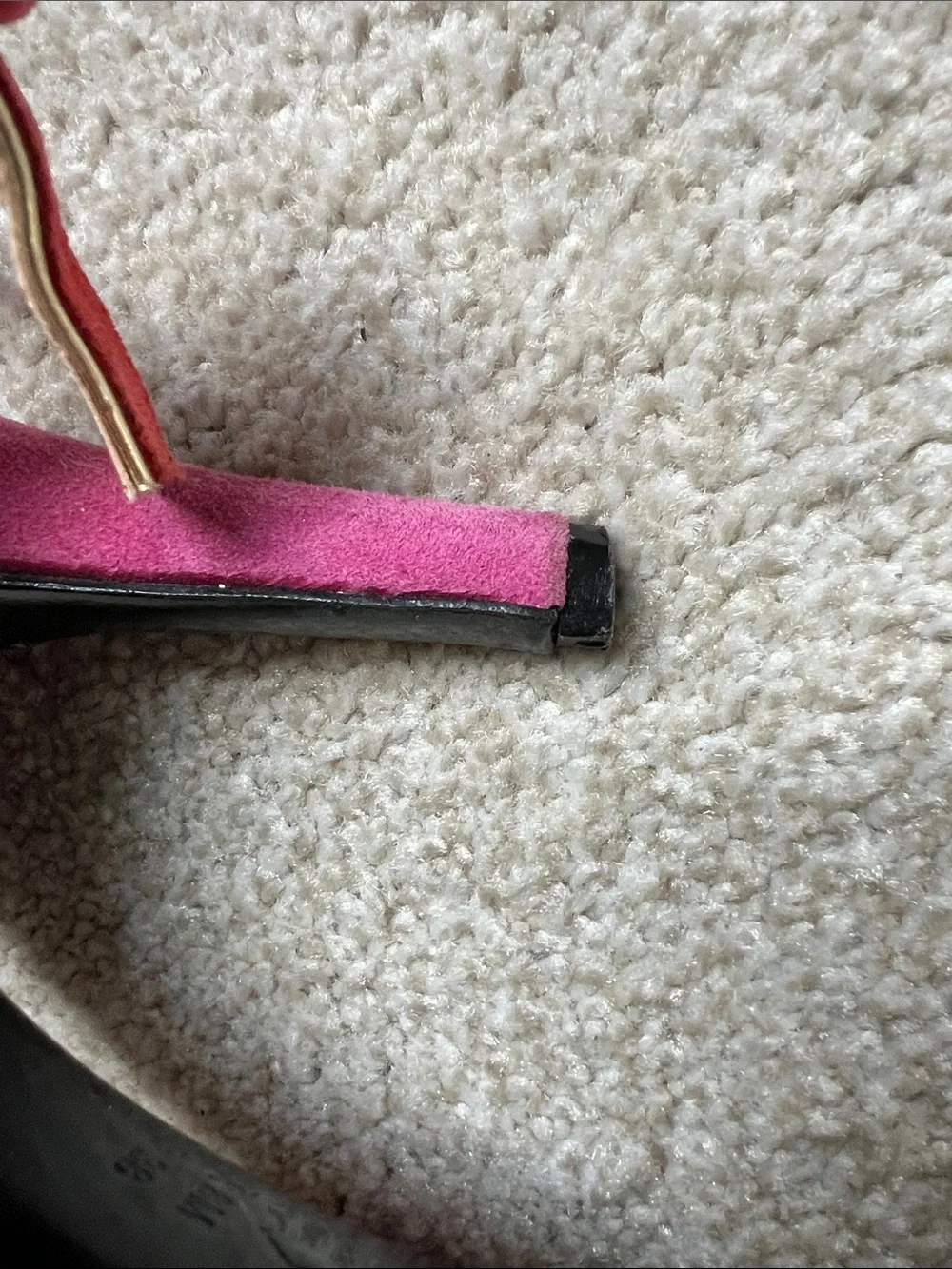 Nina Two-Tone Pink and  Red Suede Open-Toe Heels